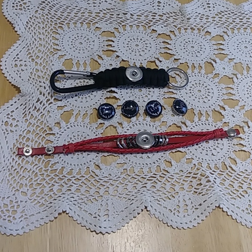Snap Jewelry Bracelet Plus Keychain with Snap Buttons